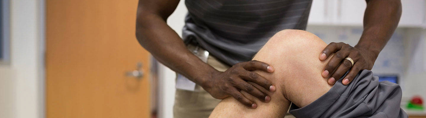 Close up of knee during physical therapy session