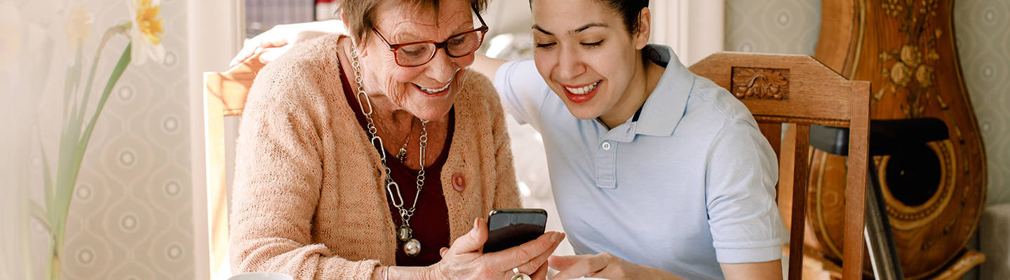 Senior patient and caregiver