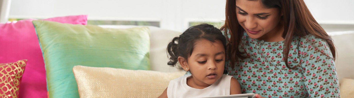 Mother and daughter reading