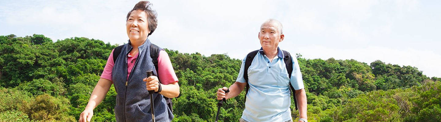 Older couple hiking