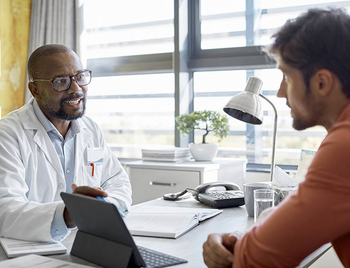doctor reviews results with patient